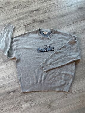 Aeropostale Light Gray Crewneck Sweater with Car Embroidery